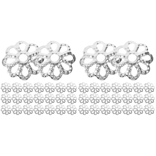 2400Stk Silberfarben Perlkappen Metall Design Für Schmuck