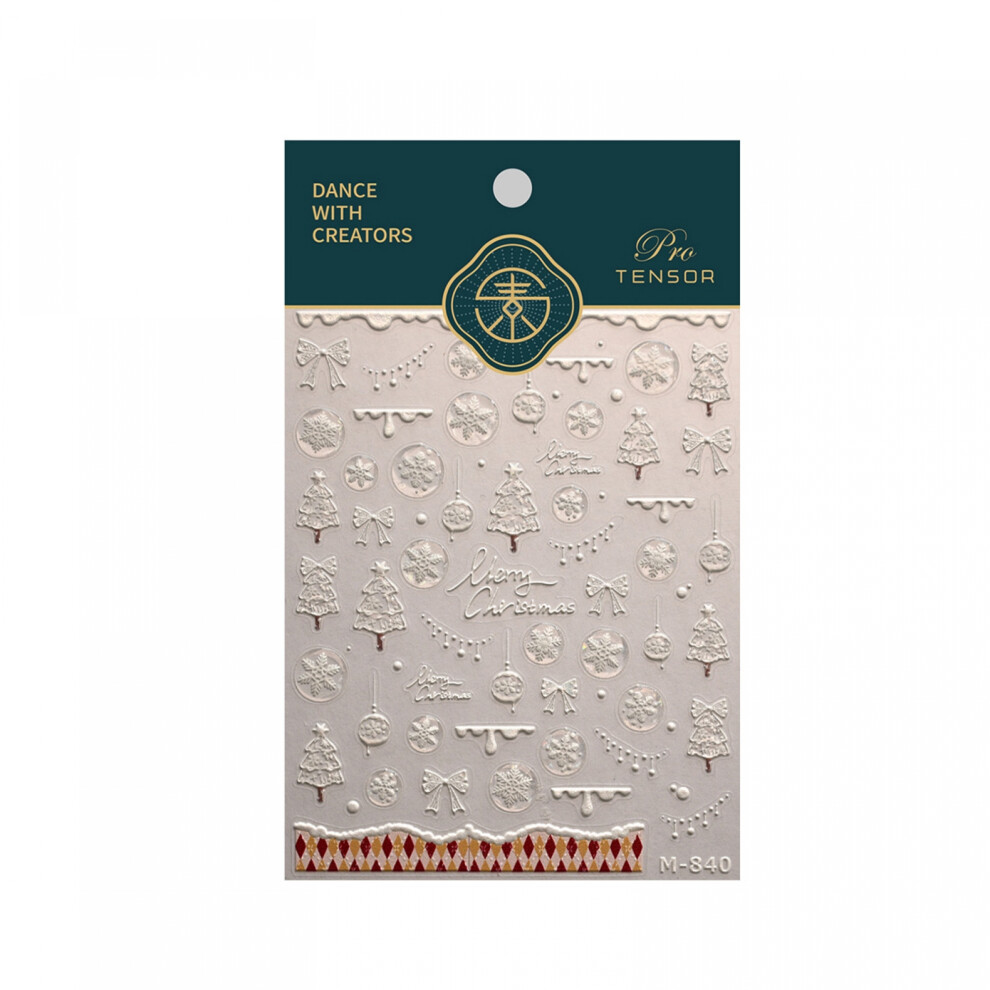 (10cm*8cm, White) Christmas Nail Stickers, White Snowflake Manicure Stickers DIY Holiday Salon Supplies