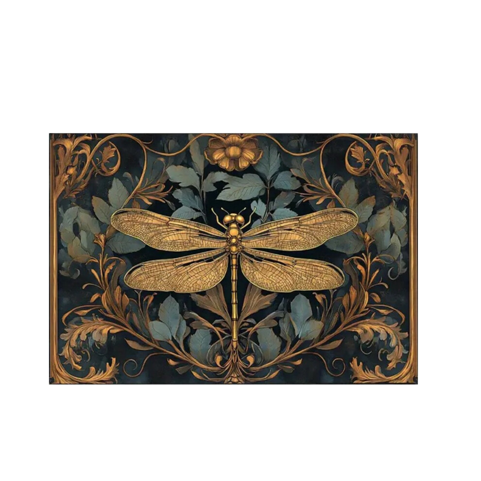 (50cmx80cm, Multicolor) Front Door Mat, Dragonfly Print Welcome Door Mat Absorbent Carpet for Shower Tub Sink Toilet