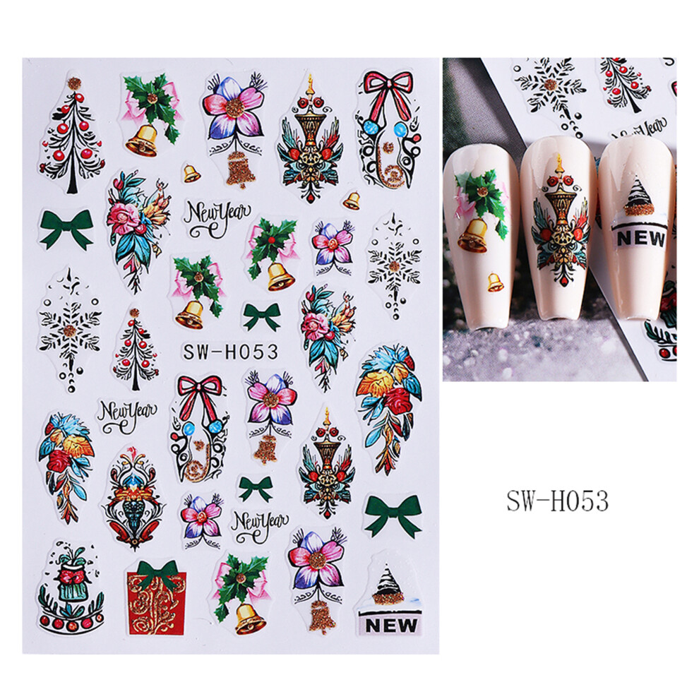 (9cmx6.5cm, A) Christmas Nail Stickers, Colorful Stars Manicure Stickers Holiday DIY Salon Supplies