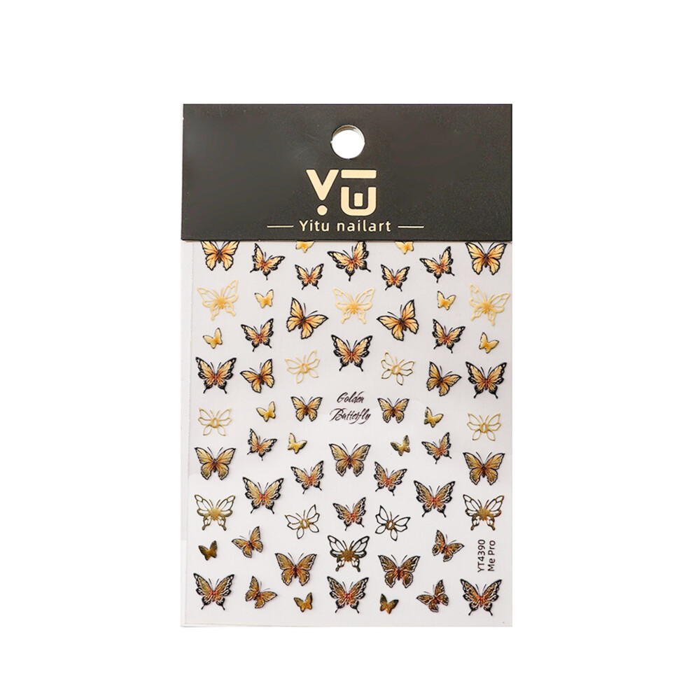 Gold (8Cmx10.5cm, ) Butterfly Nail Stickers, Embossed Manicure Stickers Nail Decals For Nail Diy Supplies
