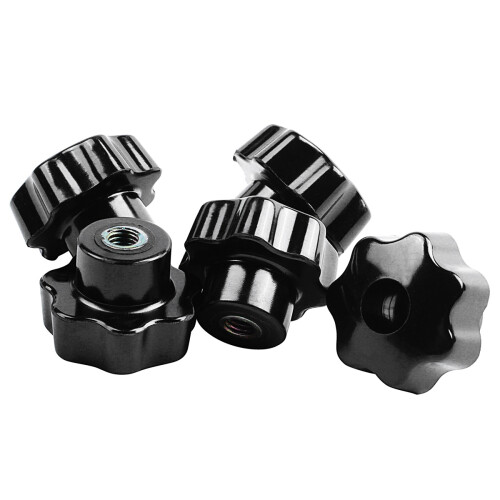 5 Pieces Black Star Grip Knobs, Female Thread Diameter 8mm,  Diameter 40mm & 6 Pcs M6 x 50 mm 2
