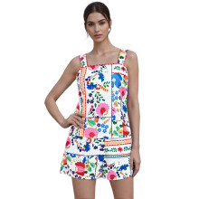 (L, Mixed Color) Women's Summer Clothes 2Pcs Outfits Floral Print Sleeveless Square Neck Tank Tops + Loose Shorts Set Streetwear