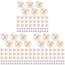 150Pcs Pearl Buttons Beige Plastic Metal for DIY Clothing Accessories
