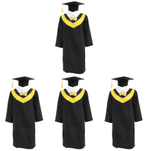 4Sets Kindergarten Graduation Dress Black Kids Gown with Cap Durable