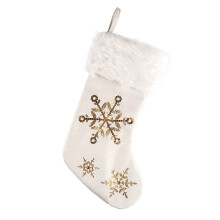 Elegant Snowflake Sequin Christmas Stocking 22 inch White and Silver