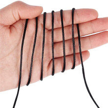 2X Cordón de Poliéster Satinado con Cola de Rata, 295 Pies 2 mm Cordón de Cuentas Negras para Pulseras de Macramé, Fabricación de Joyas, Artes Y