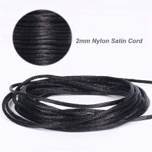 2X Satin Rattail Polyester Schnur, 295 Fuß 2 mm Schwarze Perlen Schnur für Makramee Arm Bänder, Schmuck Herstellung, Kunst und Kunst Handwerk