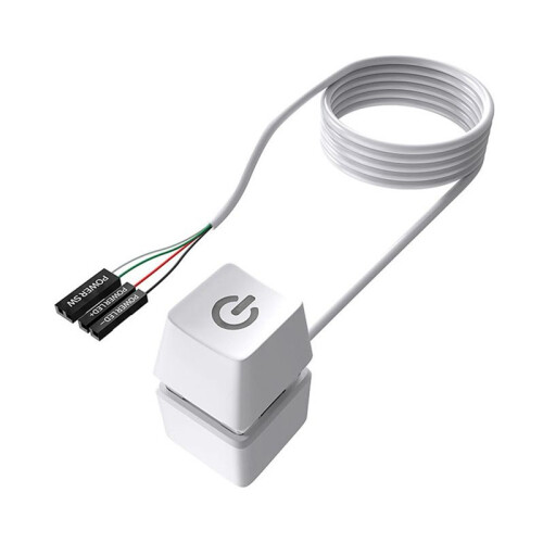 LED Light Computer Desktop  PC Motherboard External Start Power Button Extension Cable for Home Office 1.65M White