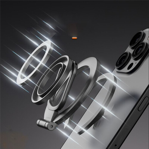 Double-Sided Phone Holde Foldable 360 Rotating Stand with Strong Magnet & Finger Grip Suppor Silver 1