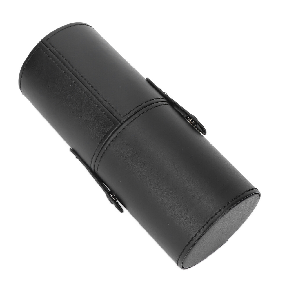 Black Cosmetic Brush Storage Bag Portable Pu Makeup Organizer Box Accessory (Black)