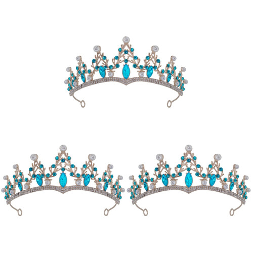 3Stk Blaue Tiara Krone Hochzeit Accessoire Elegant