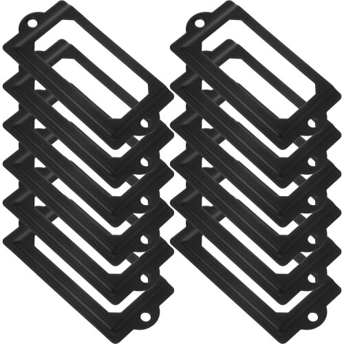 2Sets Black Metal Label Holders for Drawer File Box Home Use 2