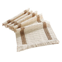 Chemin de Table pour la Décoration D'Été, Chemin de Table en Macramé de Style Ferme de 180 cm, Chemin de Table Tissé en Coton et Lin.