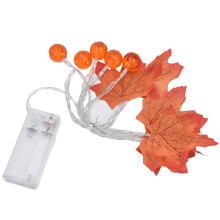 Thanksgiving Decor Garland Maple Leafed Pumpkin Lights Waterproof Outdoor Decor Battery Operated String Lights Festive Atmosphere Creator For Holiday