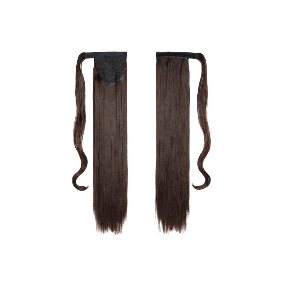 Unisex Straight Ponytail Hair Extension Heat Resistant Synthetic Hair Premium Synthetic Fibers Secure And Comfortable Attachment Hook And Loop Fasteners