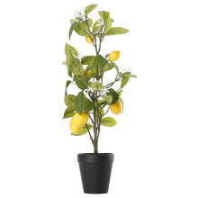 Multi-function LED Lighted Decor Battery Operated Holiday Wreath Realistic Artificial Lemon Tree Bright Yellow Fruits Allergy Safe Fake Plant for