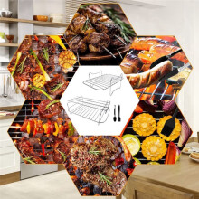 Air Fryer Rek voor Dual Air Fryer, 2-Delig Rek met 4 Spiesen, Borstel en Clips, voor Airfryers met Dubbele Mand