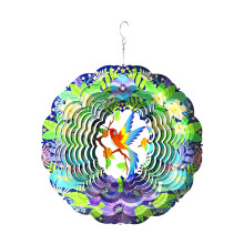 Metal Wind Catcher3D Hummingbird Ornament12Inch Stainless Steel Hanging Wind Spinners With Rotating Hook And Protective Gloves Indoor Outdoor