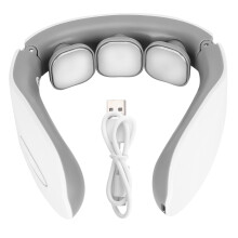 Aparat de masaj pentru gât cu terapie cu impulsuri electrice, design ergonomic și funcție de încălzire pentru relaxare profundă a țesuturilor,