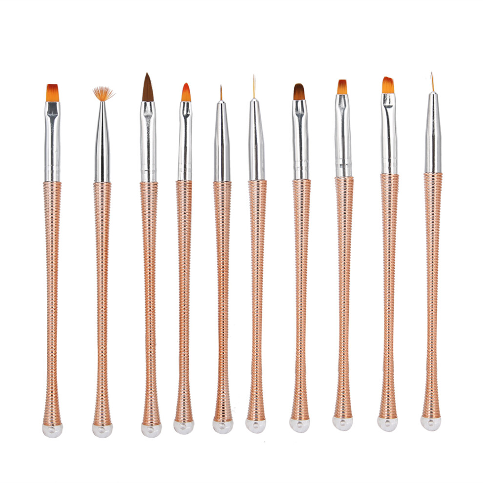 Gold Ergonomic Nail Art Liner Brush With Spiral Handle Precision Rose Tip Uv Gel Acrylic Detailing Tool Strong Nylon Hair For Salon And Individual Use
