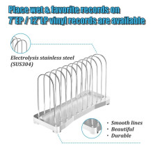 Vinyl Record Display Rack Metal Stand for 7In and 12In Albums 10-Slot Organizer for Music Lovers for Home and Office B