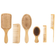 Air Cushion Bamboo Hair Brush For All Hair Types, Comfortable Handle Detangler Comb With Smooth Round Ends, Sustainable Eco-Friendly Hair Tool