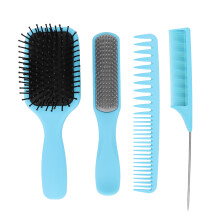 Non-Slip Hair Brush Kit With Edge Comb And Nine Rows Detangler For Gentle Painless Removal (4PCS)