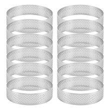 12 Pack Stainless Steel Tart Rings,Perforated Cake Mousse Ring,Cake Ring Mold,Round Cake Baking Tools 6cm