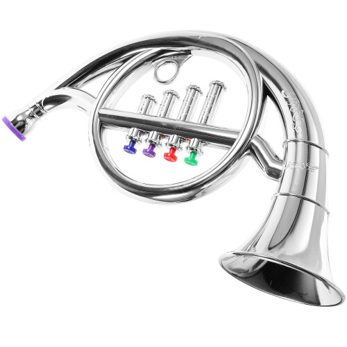 2Pièces Cor Plastique Argenté Portable Instrument Éducatif 2