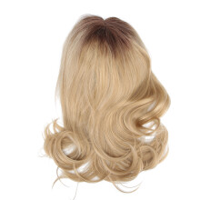 Bølget blond syntetisk parykk Varmebestandig fiber Naturlig hårlinje Blonde foran Daglig festbruk, justerbar hette Enkel å bruke for kvinner