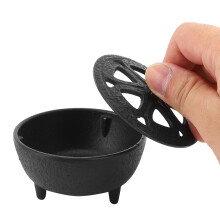 Cast Iron Lotus-Shaped Incense Burner for Home & Bathroom Decor, 8.5cm