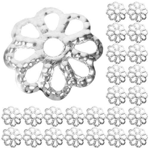 2400Stk Silberfarben Perlkappen Metall Design Für Schmuck 1