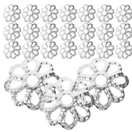 2400Stk Silberfarben Perlkappen Metall Design Für Schmuck 2