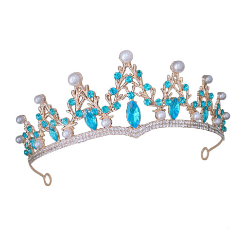 3Stk Blaue Tiara Krone Hochzeit Accessoire Elegant 1