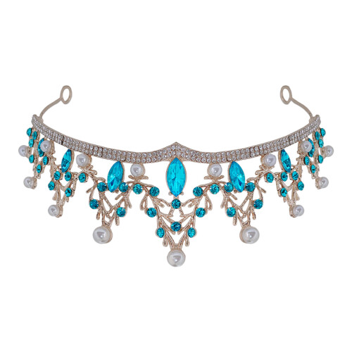 3Stk Blaue Tiara Krone Hochzeit Accessoire Elegant 2