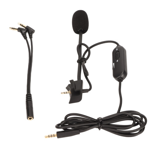 HDMI Splitter Compatible Boom Mic Cable For Headphones With3.5Mm Interface Noise Cancelling Volume Mute Button Timer Function Easy Adjustment 2