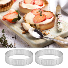 Paquete de 12 Anillos de Tarta de Acero Inoxidable, Anillo de Mousse de Pastel Perforado, Molde de Anillo de Pastel, Herramientas para Hornear