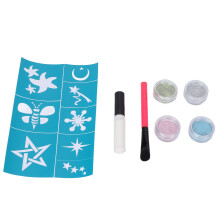 Kinder-Gesicht- und Körper-Glitterpuder-Set (24g) mit Gel & Schablonen, 4 Farben