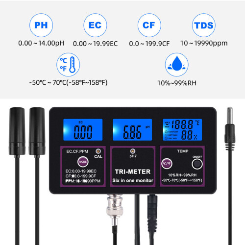 Remote Control Tester Integrated Water Quality Tester With Real Time Data Reception Triple Display Auto Temperature Compensation Wall Mountable High 1