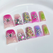 (S) Ongles Faux Bec de Canard Strass Sans Odeur