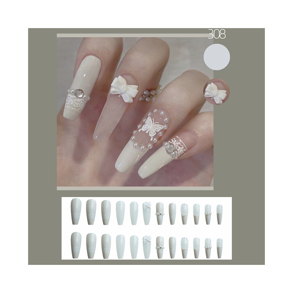 Zhouq-Outdoors (A) 24Pcs White Butterfly Nail Patches Diy Nail Art Accessories