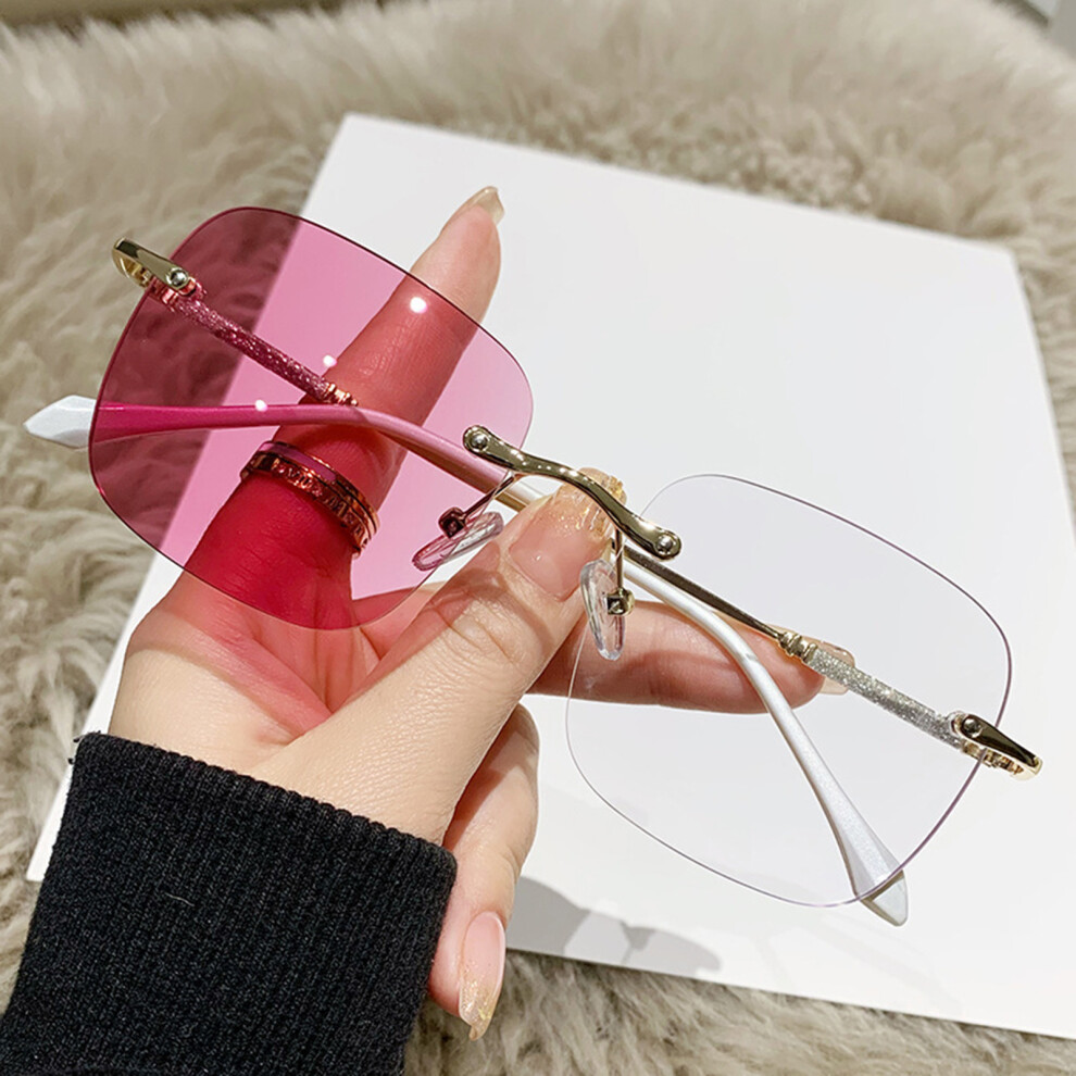 Reach-Tools (Gold Frame Powder) Photochromic Rimless Glasses For Men & Women