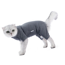Cat Recovery Suit 4 Legged Grey S Soft Elastic Skin-Friendly Surgical Recovery