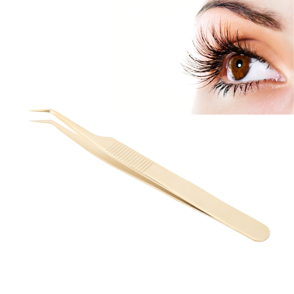 Golden Fiber Tip Eyelash Extension Tweezers