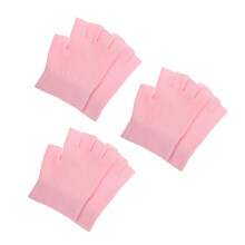 3Pairs Pink Moisturizing Gloves with Gel Lining for Dry Hands Home Use