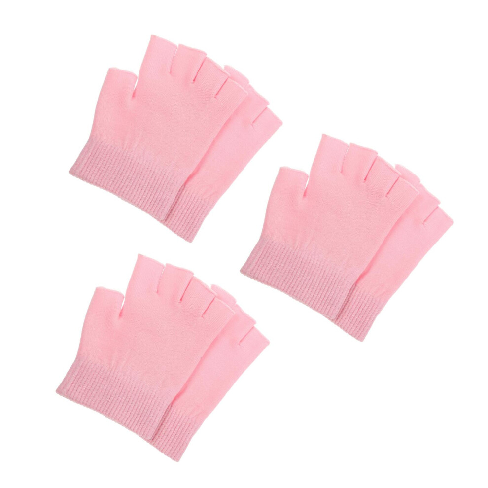 Totority 3Pairs Pink Moisturizing Gloves With Gel Lining For Dry Hands Home Use