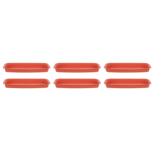 6Pcs Rectangular Plastic Plant Drip Trays Dark Red Durable Saucer