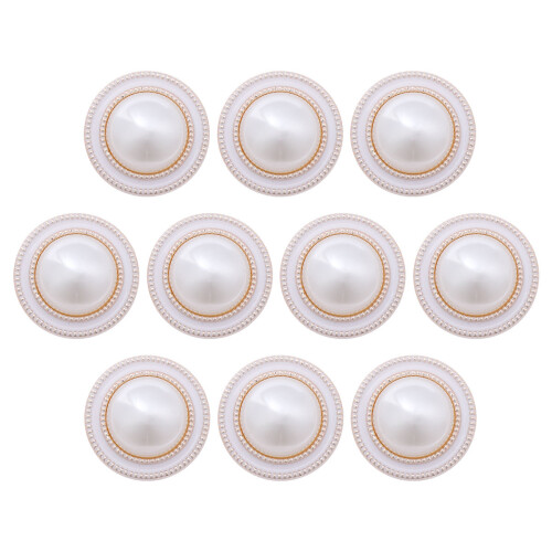 10Pcs Durable Round Pearl Buttons White for Jackets Clothes DIY Decor