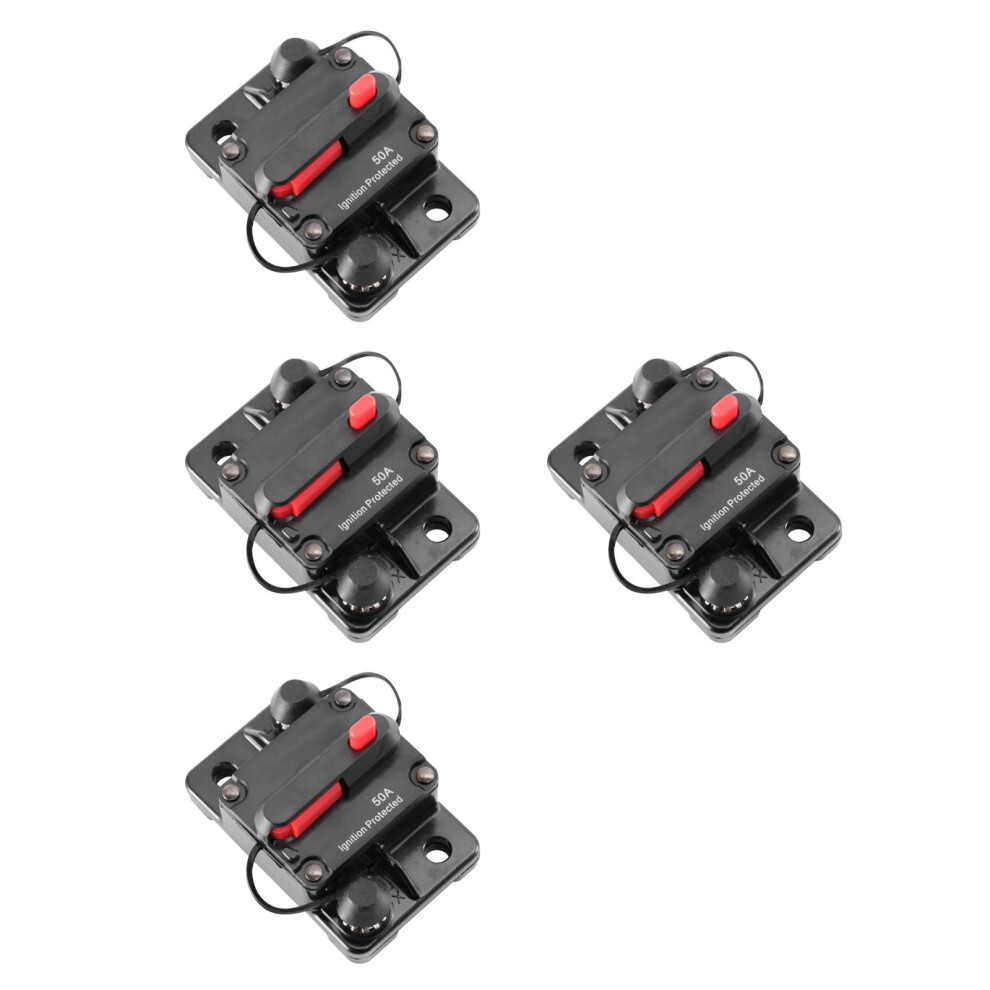 4Pcs 50A High Amp Manual Reset Circuit Breaker Black For Cars Ships 3713135310537